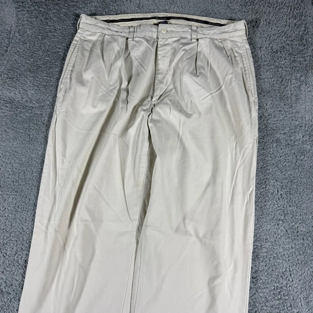 VTG Polo Ralph Lauren Andrew Pant Men 38x34 Tan Double Pleated Chino USA Fabric